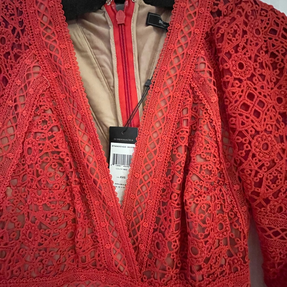 BCBGMaxAzria Vibrant Red Lace Dress